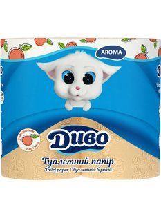 Туалетний папір Диво Aroma з ароматом персика, 2 шари, 4 рул/упаковка 36026 фото