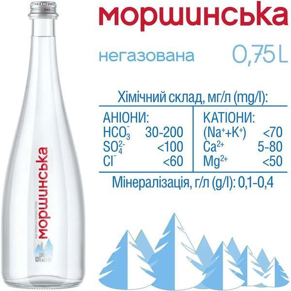 Вода Моршинська Premium без газу, у скляній пляшці 0.33 л, 12 шт/упаковка 00581 фото