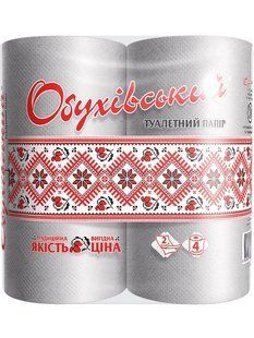 Туалетний папір Обухівський, сірий, 2 шари, 130 відривів, 4 рул/упаковка 33803 фото