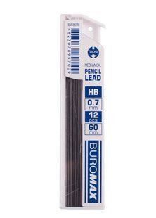 Стрижні для механічних олівців Buromax, HB, 0.7 мм, 12 штук BM.8698 фото