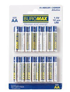 Элемент питания (батарейка) Buromax LR6 (AA), 12 штук/упаковка BM.5900-12 фото