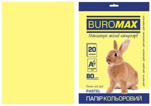 Бумага цветная PASTEL, желтая, 20 л., А4, 80 г/м&sup2; BM.2721220-08 фото