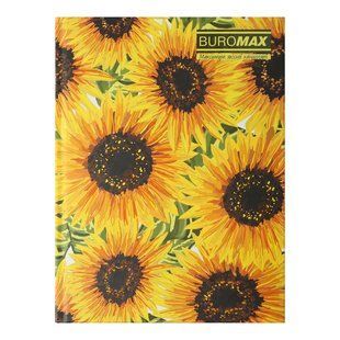 Записна книга Buromax Floristica (Соняшники), А5, 96 аркушів, клітинка, тверда картонна обкладинка, дизайн №2 BM.24511104-15 фото