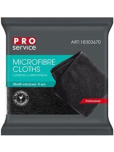 Салфетки из микрофибры PRO service Standard, 35х35 см, черные, 5 шт 18303670 фото