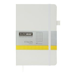 Книга записна ETALON 125*195, 96 арк., клітинка, обкл. штучна шкіра, білий BM.291160-12 фото