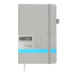 Книга записная ETALON 125*195, 96 л., точка, обкл. искусственная кожа, серебряный BM.291360-24 фото