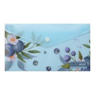 Папка-конверт DL на кнопці, BLUEBERRY ARABESKI, напівпрозора, морська хвиля BM.3952-17 фото
