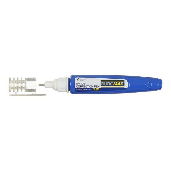 Коректор-ручка Buromax з металевим кінчиком, на емульсійній основі, 8 мл BM.1031 фото