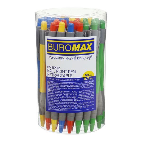 Ручка кулькова автоматична Buromax Fresh, синя, 0.7 мм BM.8202 фото