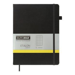 Книга записна ETALON 190*250, 96 арк., клітинка, обкл. штучна шкіра, чорний BM.292160-01 фото