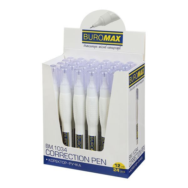 Коректор-ручка Buromax з металевим кінчиком, на спиртовій основі, 12 мл BM.1034 фото