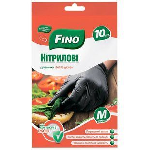 Перчатки нитриловые FINO (Дрібниці життя) черные, размер М, 10 штук 40340 фото