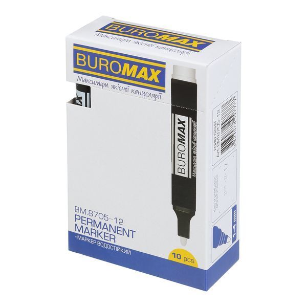 Маркер водостійкий Buromax, 1-4 мм, білий BM.8705-12 фото