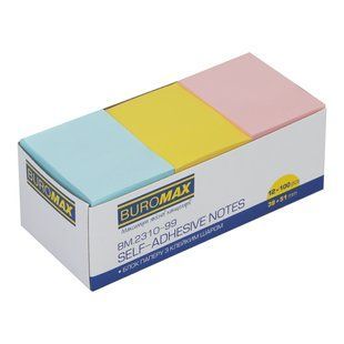 Блок паперу для нотаток Buromax Pastel, 38х51 мм, 3 кольори по 100 аркушів BM.2310-99 фото