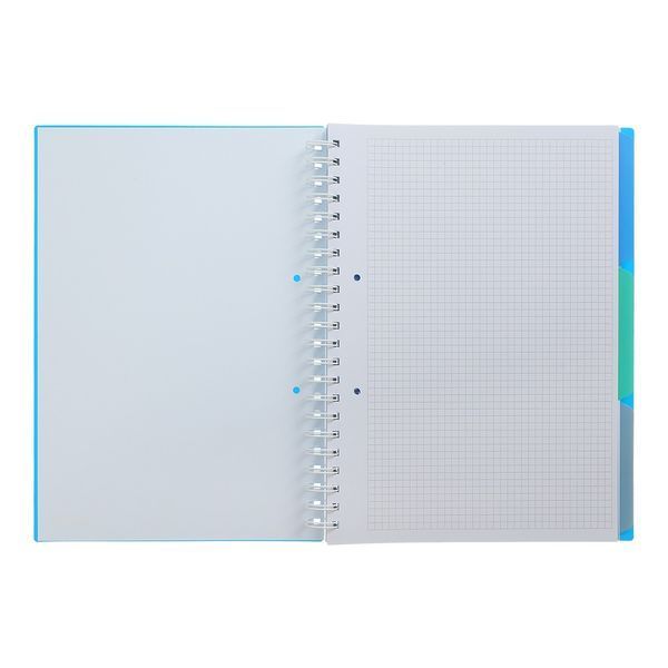 Тетрадь на пружине BRIGHT, А4 (210x297), 120 л, клетка, 3 разделителя, пластиковая обложка, синий BM.24345912-02 фото
