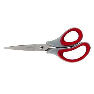Ножницы Axent Duoton Soft 6101-06-A, 16.5 см, с прорезиненными ручками, серо-красные. 6101-06-A фото