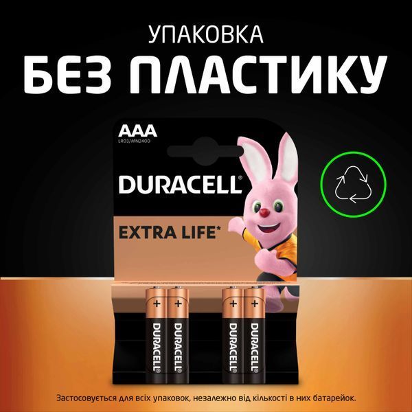 Щелочные батарейки Duracell AAA, 4 шт. в упаковке s.52543 фото