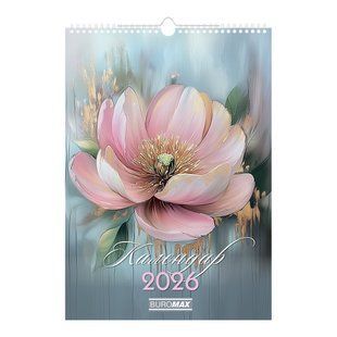 Календар настінний 2026 р., А3, 1 пружина, Flowers BM.210604 фото