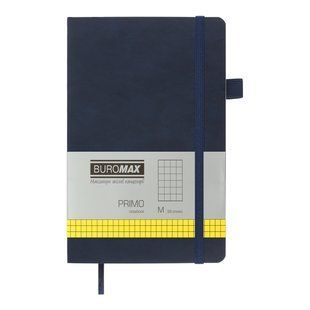 Записная книга Buromax Primo, 96 листов, клеточка, обложка искусственная кожа, синяя BM.291161-02 фото