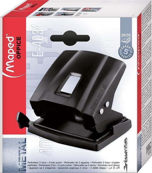 Дырокол металлический ESSENTIALS METAL, 30/35л., черный MP.403411 фото