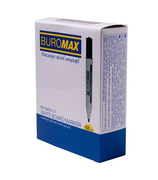 Маркер для магнитных сухостираемых досок Buromax, на спиртовой основе, 2-4 мм, черный BM.8800-01 фото