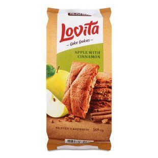 Печенье сдобное Roshen Lovita Cake Cookies с яблоком и корицей 168 г 34178 фото