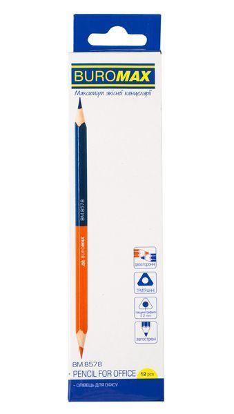 Карандаш Buromax двухсторонний, R&B, красно-синий, 12 штук BM.8578 фото
