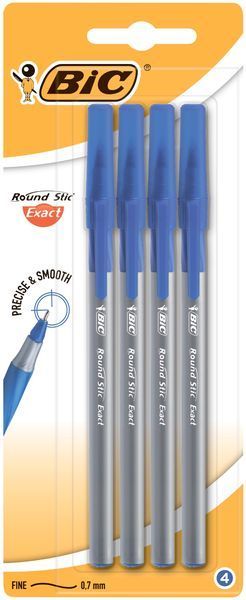 Ручка BIC Round Stic Exast, синя, 4 штуки/упаковка bc932857 фото