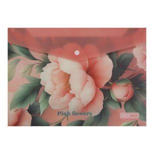 Папка-конверт А4 на кнопці, PEONY ARABESKI, напівпрозора, рожева BM.3943-10 фото