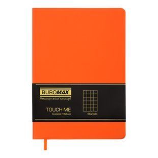 Блокнот діловий TOUCH ME А5, 96л, клітинка, обкладинка штучна шкіра, помаранчевий BM.295102-11 фото
