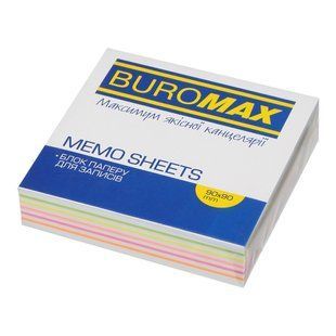 Блок паперу для нотаток Buromax Люкс Веселка Neon, 90х90х20 мм, не склеєний BM.2241 фото