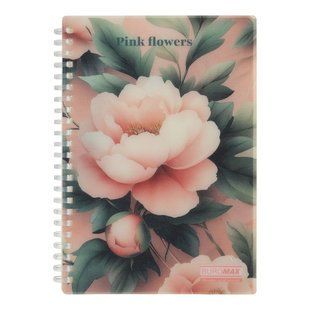 Зошит для записів PEONY ARABESKI, А5, 80 арк., клітинка, пластикова обкладинка, рожевий BM.2587-10 фото