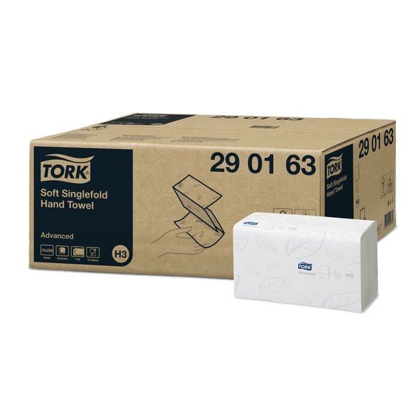 Листові рушники Tork Advanced Soft Singlefold складання Z, білі, 2 шари, 23х24.8 см, 250 листів 290163 фото