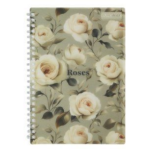 Зошит для записів ROSES ARABESKI, А5, 80 арк., клітинка, пластикова обкладинка, світло-сірий BM.2587-20 фото