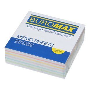 Блок паперу для нотаток Buromax Люкс Веселка Pastel, 90х90х30 мм, не склеєний BM.2243 фото