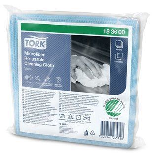 Салфетка Tork из микрофибры для уборки, голубая, 30.5х30.5 см, 1 шт. 183600 фото