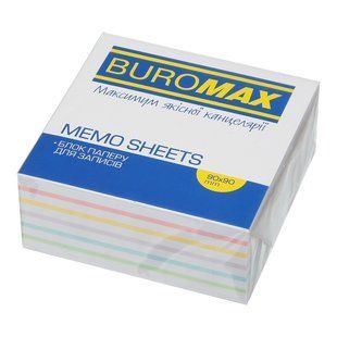 Блок паперу для нотаток Buromax Люкс Веселка Pastel, 90х90х40 мм, склеєний BM.2246 фото