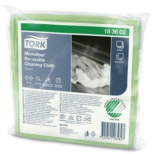 Салфетка Tork из микрофибры для уборки, зеленая, 30.5х30.5 см, 1 шт. 183602 фото
