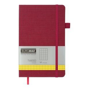Записная книга Buromax Tweed, 96 листов, клеточка, обложка искусственная кожа, бордовая BM.291163-13 фото