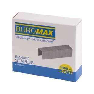 Скобы Buromax №23/17, ЛЮКС, 1000 штук BM.4407 фото