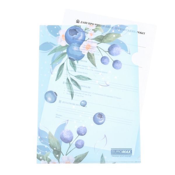 Папка-уголок А4, BLUEBERRY ARABESKI, полупрозрачная, морская волна BM.3854-17 фото