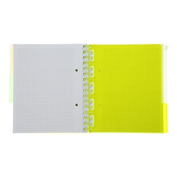 Тетрадь на пружине NEON, В5 (170x205), 120 л, клетка, 3 PVC разделители, PVC обложка, желтая BM.24359911-08 фото