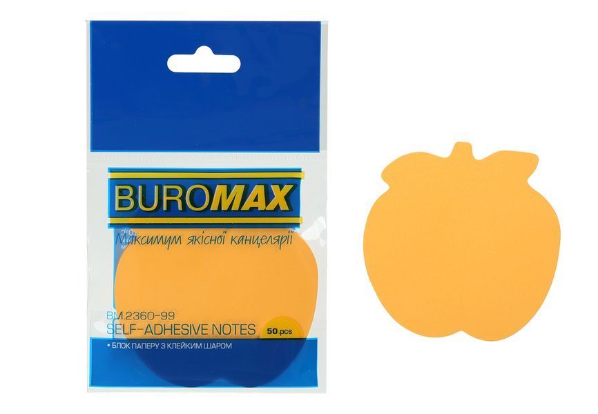 Блок бумаги для заметок Buromax Яблоко, ассорти цветов, 50 листов BM.2360-99 фото
