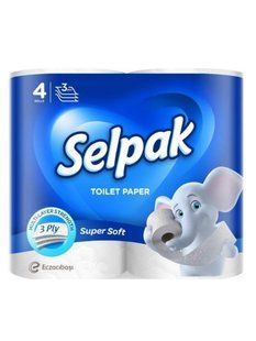 Туалетний папір Selpak білий, 3 шари, 4 рул/упаковка 204492 фото