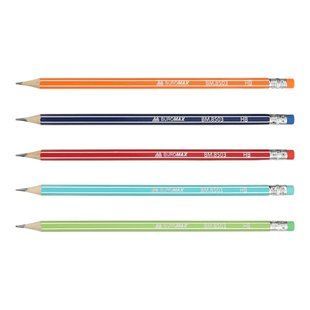 Олівець графітовий Buromax White Line, НВ, з гумкою, асорті кольорів BM.8503 фото