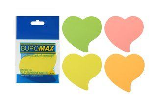 Блок паперу для нотаток Buromax Серце, асорті кольорів, 50 аркушів BM.2362-99 фото