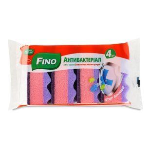 Губки кухонные FINO (Дрібниці життя) Антибактериальные 4 шт 37302 фото