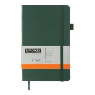 Записна книга Buromax Etalon, 96 аркушів, лінія, обкладинка штучна шкіра, зелена BM.291260-04 фото