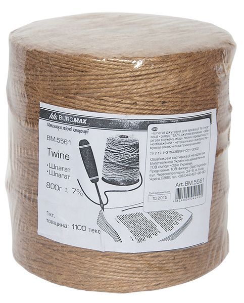 Шпагат джутовий Buromax, товщина 1100 текс, довжина 720 м BM.5561 фото