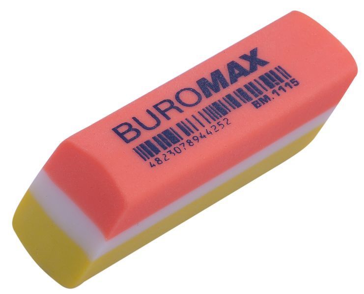 Ластик Buromax прямоугольный, из мягкого пластика, ассорти цветов BM.1115 фото